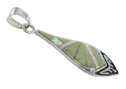 Turquoise And Opal Genuine Sterling Silver Southwestern Pendant VX54893